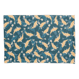 Groen en geel herhalen motief | Koi vispatroon Kussensloop