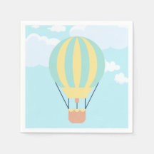 Groen en Geel Hete luchtballon in de Hemel