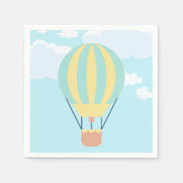 Groen en Geel Hete luchtballon in de Hemel Servet