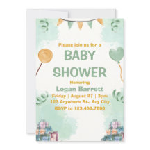 Groen en Geel Illustratief Schattige Baby shower