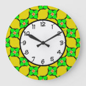 Groen en geel lemon Garden Pattern Grote Klok (Voorkant)