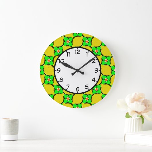 Groen en geel lemon Garden Pattern Grote Klok (Huis)
