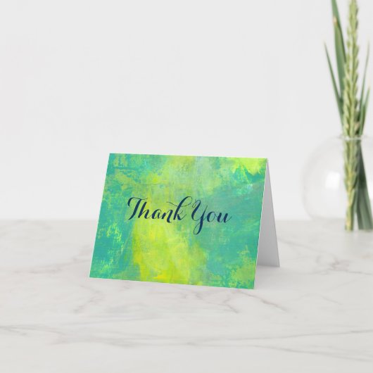 Groen en Geel Levendig Abstract Ontwerp Dank u Bedankkaart (Voorkant)