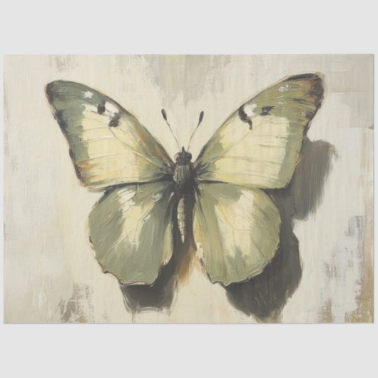 Groen en Geel Moth Decoupage Papier (Voorkant)