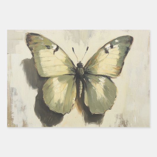 Groen en Geel Moth Decoupage Papier Inpakpapier Vel (Voorkant 2)