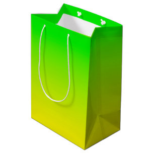Groen en geel neonlooppapier medium cadeauzakje
