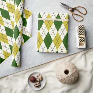 Groen en geel patroon cadeaupapier