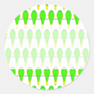 Groen en Geel Vogelpatroon. Parkieten. Ronde Sticker