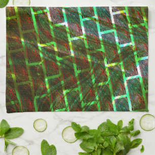 Groen en gekleurd, krassen en wandeffect theedoek