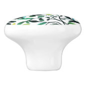 Groen en gele bladeren patroon keramische knop (Zijkant)