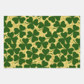 GROEN EN GOLD GLITTER KIJKEN IRISH SHAMROCKS INPAKPAPIER VEL (Voorkant)