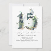 Groen en Goud 15e Verjaardag Uitnodiging (Voorkant)