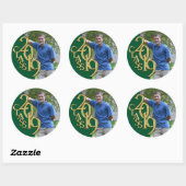 Groen en Goud 2019 Afstuderen Klasse met Foto Ronde Sticker (Vel)