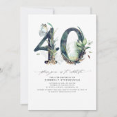 Groen en Goud 40e Verjaardag Uitnodiging (Voorkant)