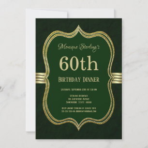 Groen en goud 60th Birthday Dinner Party Kaart
