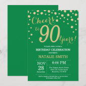 Groen en goud 90ste verjaardag diamant kaart (Voorkant / Achterkant)