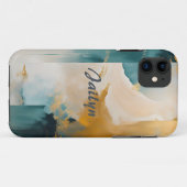 Groen en Goud Abstract #5 Gepersonaliseerd Case-Mate iPhone Case (Achterkant (horizontaal))