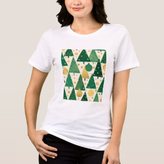 Groen en Goud Abstract Kerstboom Patroon Tri-Blend Shirt