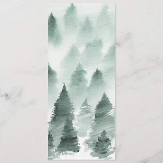 Groen en Goud Berg Bruiloft Diner Menu (Achterkant)