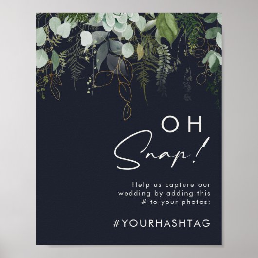 Groen en Goud blad | Donker Marineblauw Oh Snap Ha Poster (Voorkant)