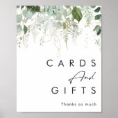 Groen en Goud Blad Kaarten en Cadeaus Bordje Poster (Voorkant)