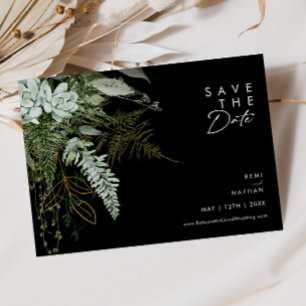 Groen en Goud Blad Schrift Zwart Horizontaal Save The Date