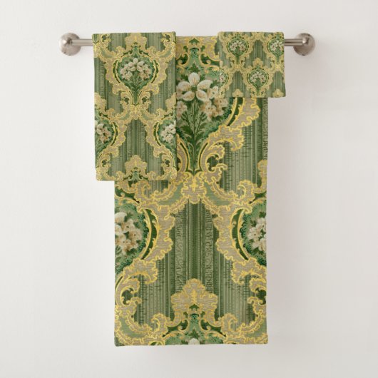 Groen en Goud Bloemen Bad Handdoek (Insitu)