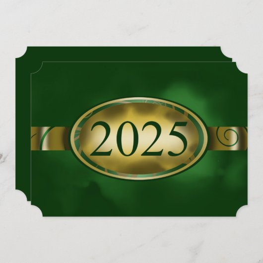 Groen en Goud Bloemen Button 2025 Afstudeerfeest Kaart (Voorkant / Achterkant)