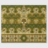  groen en goud bloemenpatroon cadeaupapier (Vlak)