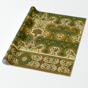  groen en goud bloemenpatroon cadeaupapier