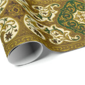  groen en goud bloemenpatroon cadeaupapier (Rol Hoek)