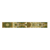  groen en goud bloemenpatroon grosgrain lint (Voorkant)