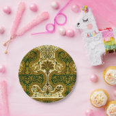 groen en goud bloemenpatroon papieren bordje (Feest)