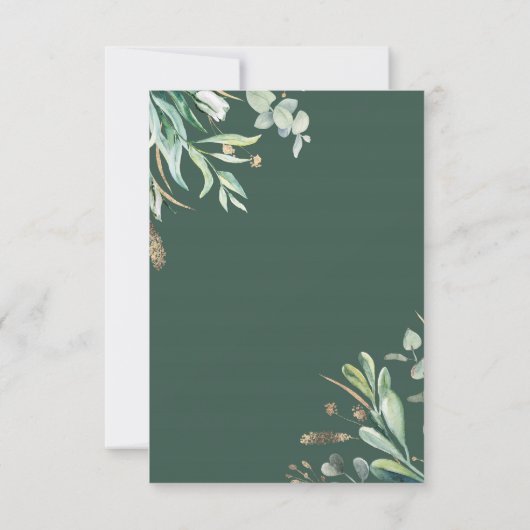Groen en goud Bruiloft RSVP (Achterkant)
