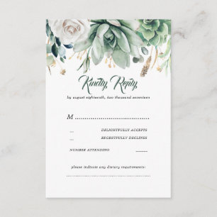 Groen en goud Bruiloft RSVP Kaartje
