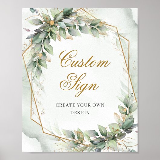Groen en goud creëer uw eigen Custom Sign Poster (Voorkant)