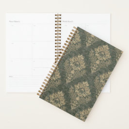 Groen en Goud Damast Grote Print Planner