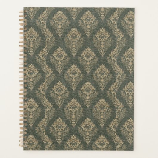Groen en Goud Damast Planner (Voorkant)