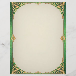 Groen en Goud Eenvoudig Art Deco Schrijfpapier Briefhoofd