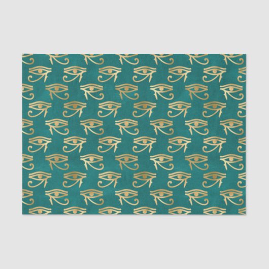 Groen en Goud Egyptisch Oog van Ra Tissue Paper Tissuepapier (Voorkant)