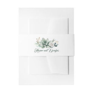 Groen en Goud Elegant Bruiloft Uitnodigingen Wikkel