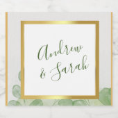 Groen en goud Elegant Eucalyptus Sparkling Wijnetiket (Enkel label)