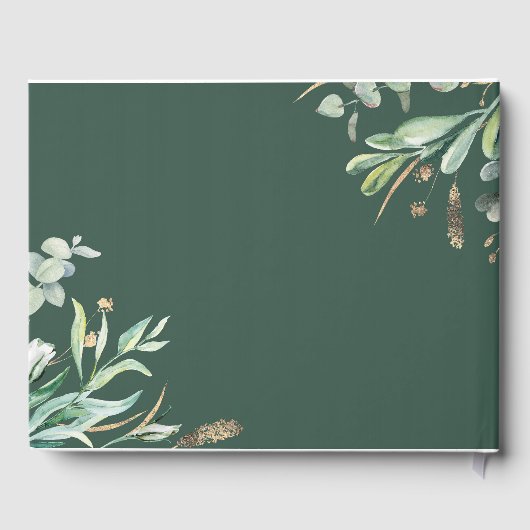 Groen en Goud Elegante Botanische Bruiloft Gastenboek (Achterkant)