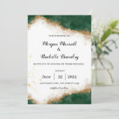 Groen en Goud Elegante Huwelijksuitnodiging Kaart (Staand voorkant)