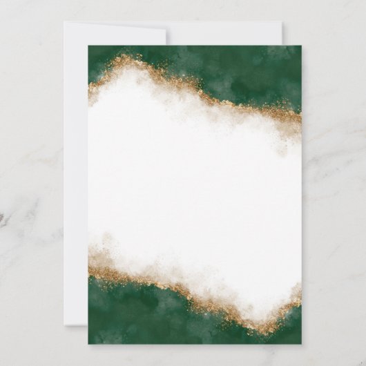 Groen en Goud Elegante Huwelijksuitnodiging Kaart (Achterkant)