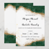 Groen en Goud Elegante Huwelijksuitnodiging Kaart (Voorkant / Achterkant)