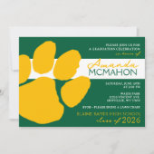 Groen en Goud Elegante Pawprint (Foto Terug) Kaart (Voorkant)