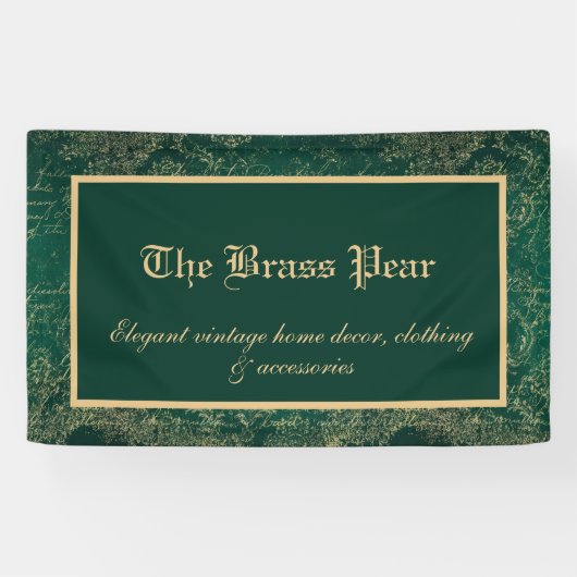  Groen en Goud Ephemera Spandoek (Horizontaal)