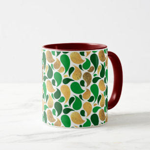 Groen en Goud Glitter Feestelijke Patroon Fusion Mok