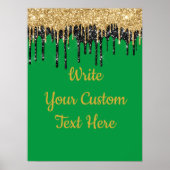 Groen en Goud Glitter Verjaardagsfeestje Jubileum Poster (Voorkant)